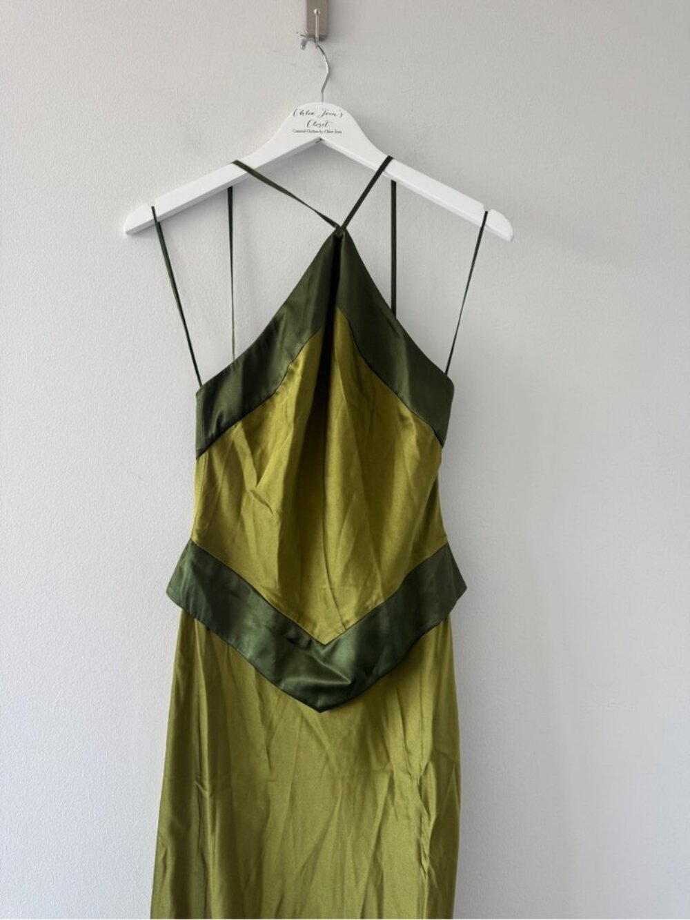 REFORMATION Jillian Silk Dress in Pear 2 - Picture 7 of 11